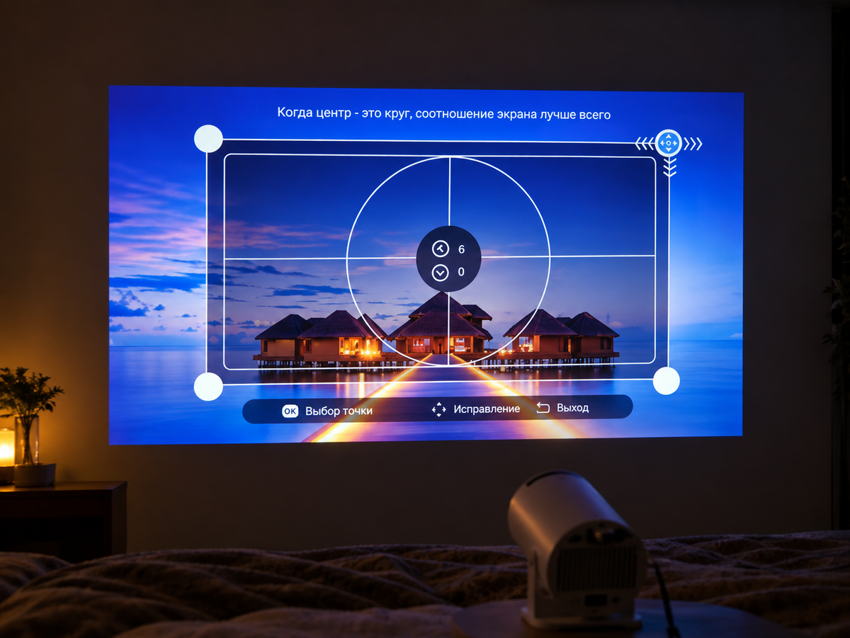 Glow Cinema projector in a home movie setting