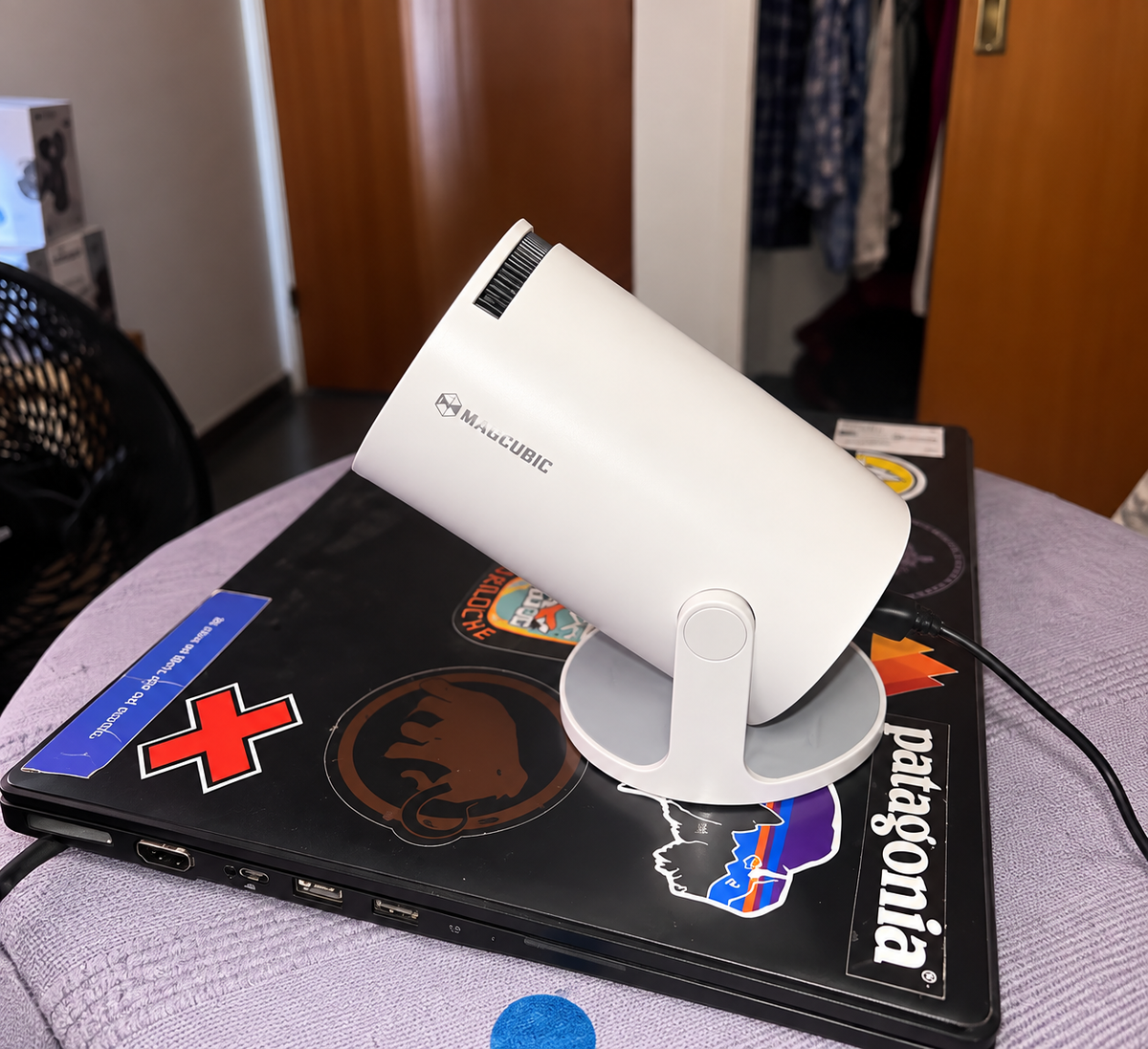 Glow Cinema projector in a home movie setting